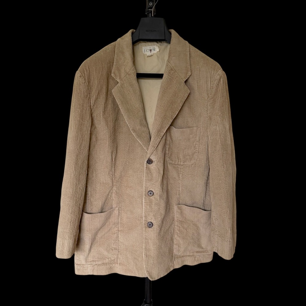 J.Crew Oarsman Tan Corduroy 3-Button Blazer Sport Coat Khaki Cotton Large